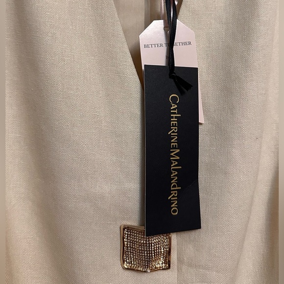 Catherine Malandrino Linen Blend Vest Beige Snap Button Sleeveless Size M NWT - Picture 6 of 9